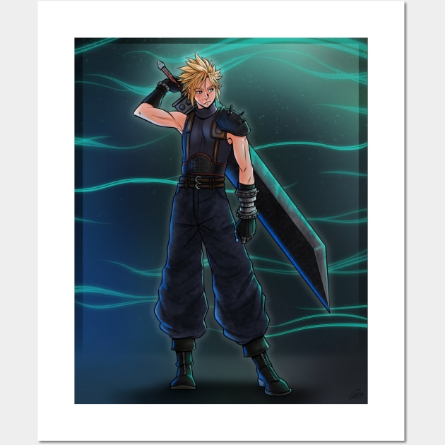 Cloud Strife Victory Pose Wall Art by azureaerrow